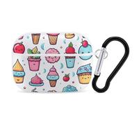 AirPods Pro 2nd Generation Hard Protective Case Cover for Women Men Doodle Ice Cream AirPods Pro Case Accessories with Keychain