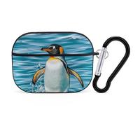 AirPods Pro 2nd Generation Hard Protective Case Cover for Women Men Happy Penguin in The Water AirPods Pro Case Accessories with Keychain
