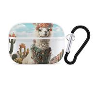 AirPods Pro 2nd Generation Hard Protective Case Cover for Women Men Mexican Llama Green AirPods Pro Case Accessories with Keychain