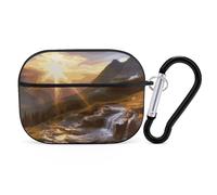 AirPods Pro 2nd Generation Hard Protective Case Cover for Women Men Mountain Sunrise Landscape AirPods Pro Case Accessories with Keychain