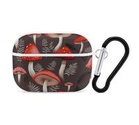AirPods Pro 2nd Generation Hard Protective Case Cover for Women Men Red Mushrooms AirPods Pro Case Accessories with Keychain