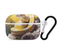 AirPods Pro 2nd Generation Hard Protective Case Cover for Women Men Yellow and White Python AirPods Pro Case Accessories with Keychain