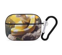 AirPods Pro 2nd Generation Hard Protective Case Cover for Women Men Yellow and White Python AirPods Pro Case Accessories with Keychain