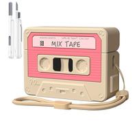 AirPods Pro 3 Case Cover, KOREDA Funny Cassette Tape Design Case for Airpods Pro 3rd Generation 2025, Cute Cartoon Fashion Silicone Protective Case for Women Men (Cinnamon Powder)