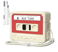 AirPods Pro 3 Case Cover, KOREDA Funny Cassette Tape Design Case for Airpods Pro 3rd Generation 2025, Cute Cartoon Fashion Silicone Protective Case for Women Men (Off-White)