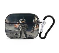 AirPods Pro Case Astronaut Landing on The Moon AirPods Pro 2/ProProtective Case Accessory with Keychain Shockproof Full Protective Cover Supports Wireless Charging