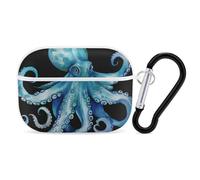 AirPods Pro Case Blue Watercolor Octopus AirPods Pro 2/ProProtective Case Accessory with Keychain Shockproof Full Protective Cover Supports Wireless Charging