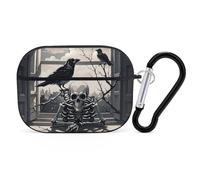 AirPods Pro Case Cove A Raven on The Windowsill AirPods Pro 2/Pro Protective Case Accessory Front LED Visible Supports Wireless Charging with Keychain