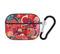 AirPods Pro Case Cove Colorful Food Patterns AirPods Pro 2/Pro Protective Case Accessory Front LED Visible Supports Wireless Charging with Keychain