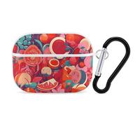 AirPods Pro Case Cove Colorful Food Patterns AirPods Pro 2/Pro Protective Case Accessory Front LED Visible Supports Wireless Charging with Keychain