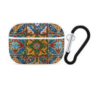 AirPods Pro Case Cove Mexican Ceramic Tile AirPods Pro 2/Pro Protective Case Accessory Front LED Visible Supports Wireless Charging with Keychain