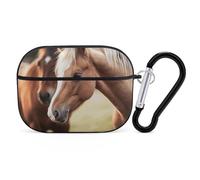 AirPods Pro Case Cover, Adorable Horse Earbud Case Shock-Proof PC Skin Full Protective Cover Compatible for 2nd 1st Generation,Supports Wireless Charging with Durable Carabiner