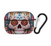 AirPods Pro Case Cover, Colorful Sugar Skull Earbud Case Shock-Proof PC Skin Full Protective Cover Compatible for 2nd 1st Generation,Supports Wireless Charging with Durable Carabiner