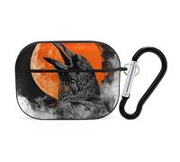 AirPods Pro Case Cover, Crow Opens His Mouth Earbud Case Shock-Proof PC Skin Full Protective Cover Compatible for 2nd 1st Generation,Supports Wireless Charging with Durable Carabiner
