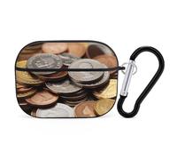 AirPods Pro Case Cover, Currency Coin Earbud Case Shock-Proof PC Skin Full Protective Cover Compatible for 2nd 1st Generation,Supports Wireless Charging with Durable Carabiner