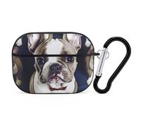 AirPods Pro Case Cover, Cute French Bulldog Earbud Case Shock-Proof PC Skin Full Protective Cover Compatible for 2nd 1st Generation,Supports Wireless Charging with Durable Carabiner