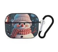 AirPods Pro Case Cover, Cute Snowman Earbud Case Shock-Proof PC Skin Full Protective Cover Compatible for 2nd 1st Generation,Supports Wireless Charging with Durable Carabiner