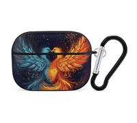AirPods Pro Case Cover, Fire and Water Phoenix Earbud Case Shock-Proof PC Skin Full Protective Cover Compatible for 2nd 1st Generation,Supports Wireless Charging with Durable Carabiner