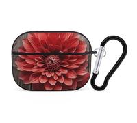 AirPods Pro Case Cover, Flower Red Dahlia Earbud Case Shock-Proof PC Skin Full Protective Cover Compatible for 2nd 1st Generation,Supports Wireless Charging with Durable Carabiner