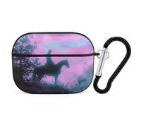 AirPods Pro Case Cover, Horse Riding Silhouette Earbud Case Shock-Proof PC Skin Full Protective Cover Compatible for 2nd 1st Generation,Supports Wireless Charging with Durable Carabiner