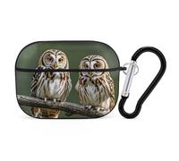 AirPods Pro Case Cover, Owls on Tree Branches Earbud Case Shock-Proof PC Skin Full Protective Cover Compatible for 2nd 1st Generation,Supports Wireless Charging with Durable Carabiner