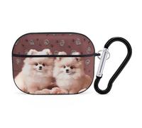 AirPods Pro Case Cover, Pomeranians Puppies and Point Earbud Case Shock-Proof PC Skin Full Protective Cover Compatible for 2nd 1st Generation,Supports Wireless Charging with Durable Carabiner