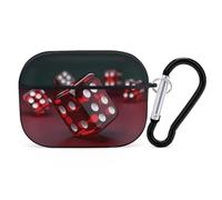 AirPods Pro Case Cover, Red Dice Earbud Case Shock-Proof PC Skin Full Protective Cover Compatible for 2nd 1st Generation,Supports Wireless Charging with Durable Carabiner