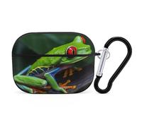 AirPods Pro Case Cover, Red Eyed Tree Frog Earbud Case Shock-Proof PC Skin Full Protective Cover Compatible for 2nd 1st Generation,Supports Wireless Charging with Durable Carabiner