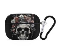 AirPods Pro Case Cover, Skull in Darkness Earbud Case Shock-Proof PC Skin Full Protective Cover Compatible for 2nd 1st Generation,Supports Wireless Charging with Durable Carabiner