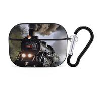 AirPods Pro Case Cover, Steam Train Earbud Case Shock-Proof PC Skin Full Protective Cover Compatible for 2nd 1st Generation,Supports Wireless Charging with Durable Carabiner