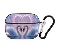 AirPods Pro Case Cover, White Swan in Love Earbud Case Shock-Proof PC Skin Full Protective Cover Compatible for 2nd 1st Generation,Supports Wireless Charging with Durable Carabiner