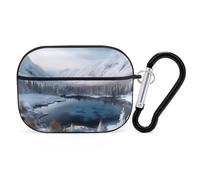 AirPods Pro Case Cover, Winter Mountains Snow Scene Earbud Case Shock-Proof PC Skin Full Protective Cover Compatible for 2nd 1st Generation,Supports Wireless Charging with Durable Carabiner