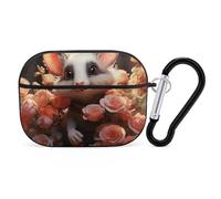 AirPods Pro Case Cover with Keychain Cartoon Opossum and Roses AirPods Pro 2nd Generation Protective Cover for Women/Men