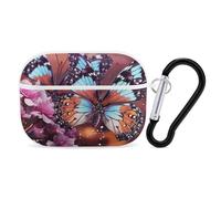 AirPods Pro Case Cover with Keychain Colorful Butterflies on Flowers AirPods Pro 2nd Generation Protective Cover for Women/Men