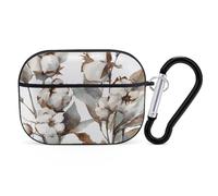 AirPods Pro Case Cover with Keychain Cotton Flowers Watercolor AirPods Pro 2nd Generation Protective Cover for Women/Men