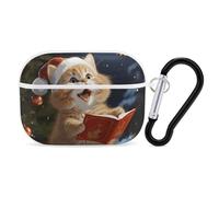 AirPods Pro Case Cover with Keychain Cute Cat Sing Christmas Carols AirPods Pro 2nd Generation Protective Cover for Women/Men