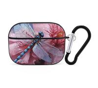 AirPods Pro Case Cover with Keychain Flower and Blue Dragonfly AirPods Pro 2nd Generation Protective Cover for Women/Men