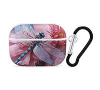 AirPods Pro Case Cover with Keychain Flower and Blue Dragonfly AirPods Pro 2nd Generation Protective Cover for Women/Men