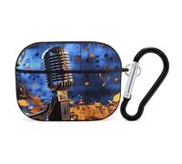 AirPods Pro Case Cover with Keychain Microphone with Music Notes AirPods Pro 2nd Generation Protective Cover for Women/Men