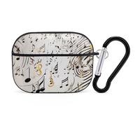 AirPods Pro Case Cover with Keychain Music Notes Print AirPods Pro 2nd Generation Protective Cover for Women/Men