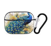 AirPods Pro Case Cover with Keychain Peacock Watercolor Painting AirPods Pro 2nd Generation Protective Cover for Women/Men