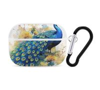 AirPods Pro Case Cover with Keychain Peacock Watercolor Painting AirPods Pro 2nd Generation Protective Cover for Women/Men