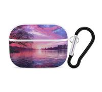 AirPods Pro Case Cover with Keychain Purple Sunset on Water AirPods Pro 2nd Generation Protective Cover for Women/Men