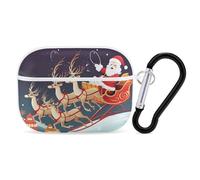 AirPods Pro Case Cover with Keychain Santa Claus Reindeer Sled AirPods Pro 2nd Generation Protective Cover for Women/Men