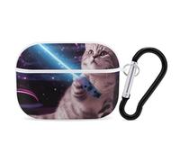 AirPods Pro Case Cover with Keychain Space Laser Cat Novelty Cute Funny AirPods Pro 2nd Generation Protective Cover for Women/Men