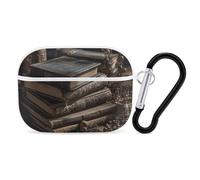 AirPods Pro Case Cover with Keychain Stack of Old Books AirPods Pro 2nd Generation Protective Cover for Women/Men