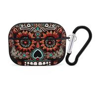 AirPods Pro Case Cover with Keychain Sugar Skulls Day of The Dead AirPods Pro 2nd Generation Protective Cover for Women/Men