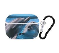 AirPods Pro Case Cover with Keychain Two Dolphins in The Water AirPods Pro 2nd Generation Protective Cover for Women/Men