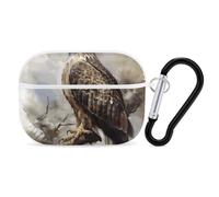 AirPods Pro Case Cover with Keychain Watercolor of Hawk Sitting AirPods Pro 2nd Generation Protective Cover for Women/Men