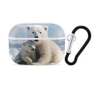 AirPods Pro Case Cute Polar Bear AirPods Pro 2/ProProtective Case Accessory with Keychain Shockproof Full Protective Cover Supports Wireless Charging
